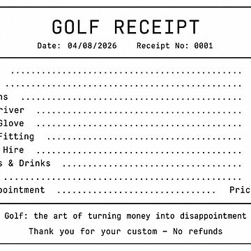 Artwork thumbnail, Golf Money and Disappointment Humour Design by RMBPrintStudio