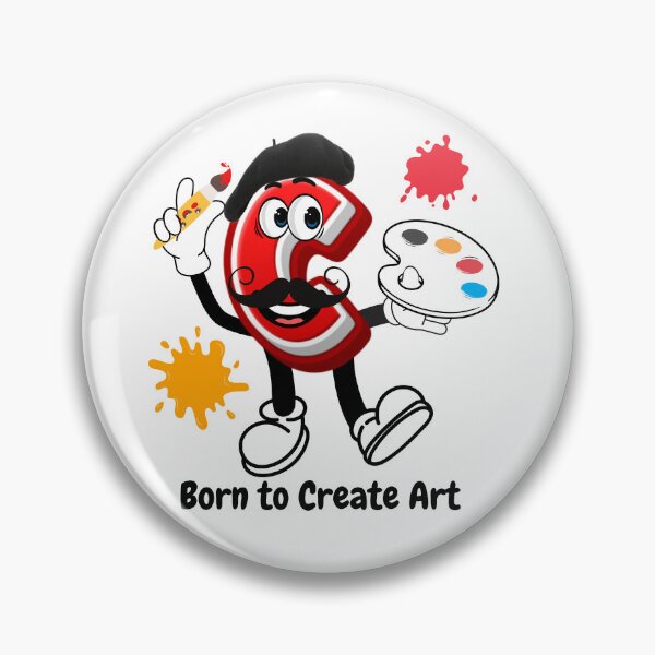 Item preview, Letter C Cute Cartoon Initial - Born To Create Art Character designed and sold by ImaginARTDesign.
