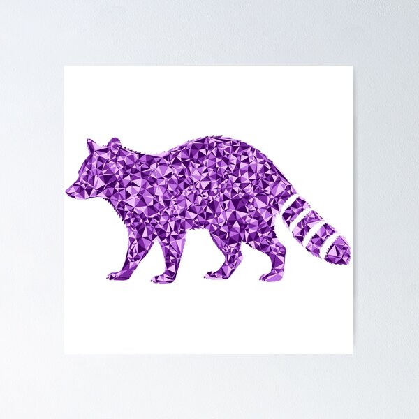 Item preview, Raccoon Purple Triangular Mosaic Silhouette Design designed and sold by DymondDesigns.