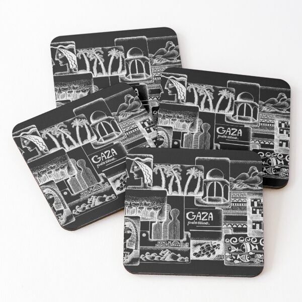Item preview, Palestine Drawing Art Gaza Collage Design -Black designed and sold by Hurriyyatee.