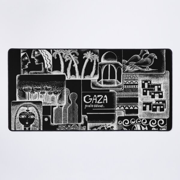 Item preview, Palestine Drawing Art Gaza Collage Design -Black designed and sold by Hurriyyatee.