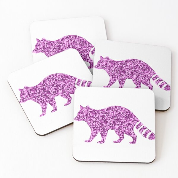 Item preview, Raccoon Pink Triangular Mosaic Silhouette Design designed and sold by DymondDesigns.