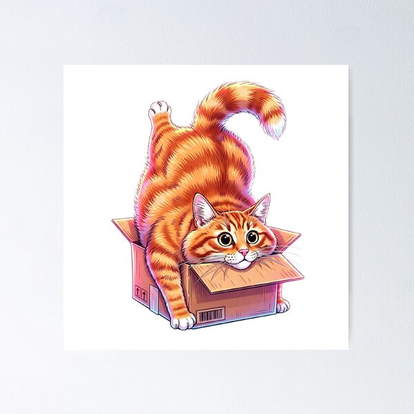 Item preview, Cute Ginger Cat Stuck in a Cardboard Box designed and sold by MyCalmDraw.