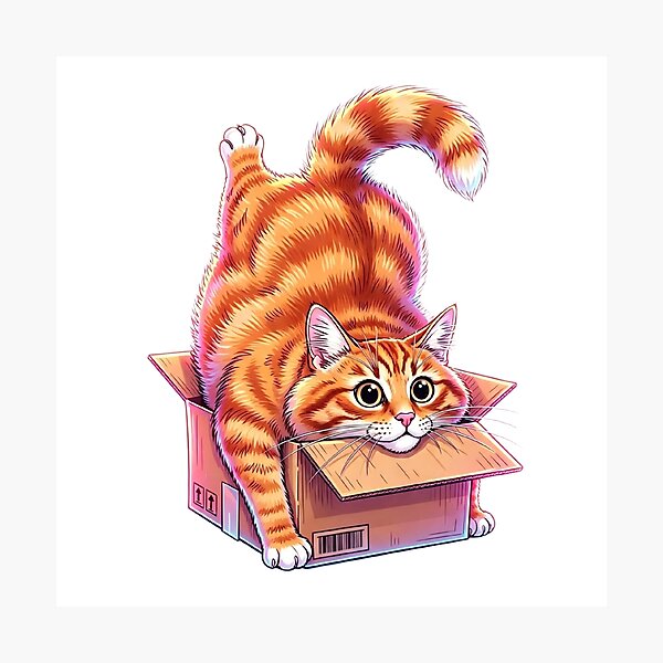 Item preview, Cute Ginger Cat Stuck in a Cardboard Box designed and sold by MyCalmDraw.