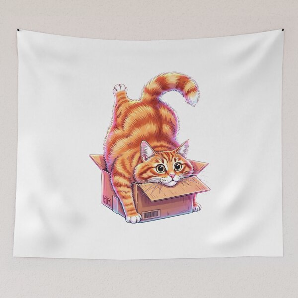 Item preview, Cute Ginger Cat Stuck in a Cardboard Box designed and sold by MyCalmDraw.