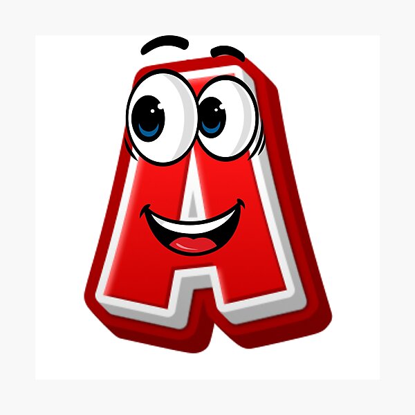 Item preview, Letter A Cute Cartoon Initial - Happy Expression Character designed and sold by ImaginARTDesign.