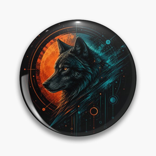 Item preview, Cyber Wolf – Neon Moon Digital Artwork designed and sold by Dogandesighn.