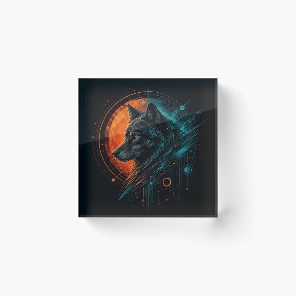 Item preview, Cyber Wolf – Neon Moon Digital Artwork designed and sold by Dogandesighn.