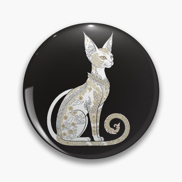Item preview, Golden Oriental Cat - Thai Sak Yant & Japanese Irezumi Tattoo Art designed and sold by PrettyCrypt.