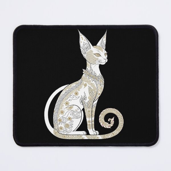 Item preview, Golden Oriental Cat - Thai Sak Yant & Japanese Irezumi Tattoo Art designed and sold by PrettyCrypt.