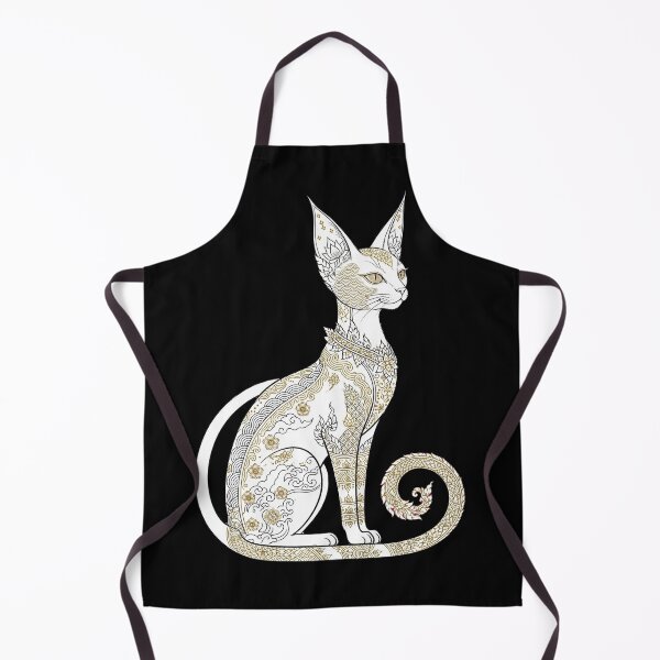 Item preview, Golden Oriental Cat - Thai Sak Yant & Japanese Irezumi Tattoo Art designed and sold by PrettyCrypt.