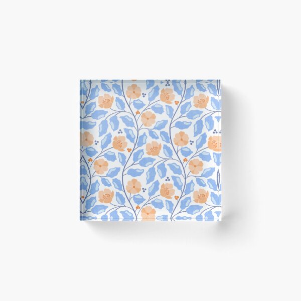 Item preview, Peach & Orange Floral with Light Blue Leaves Seamless Pattern designed and sold by Olive Lane Creative.