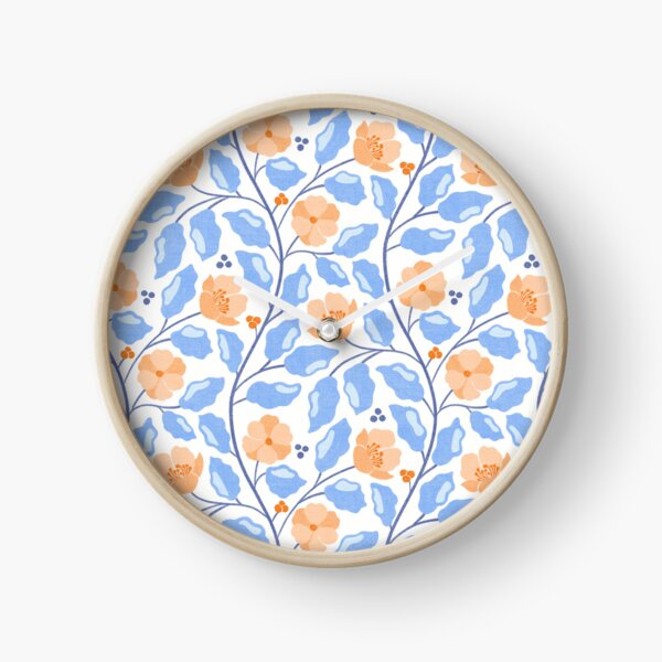 Item preview, Peach & Orange Floral with Light Blue Leaves Seamless Pattern designed and sold by Olive Lane Creative.