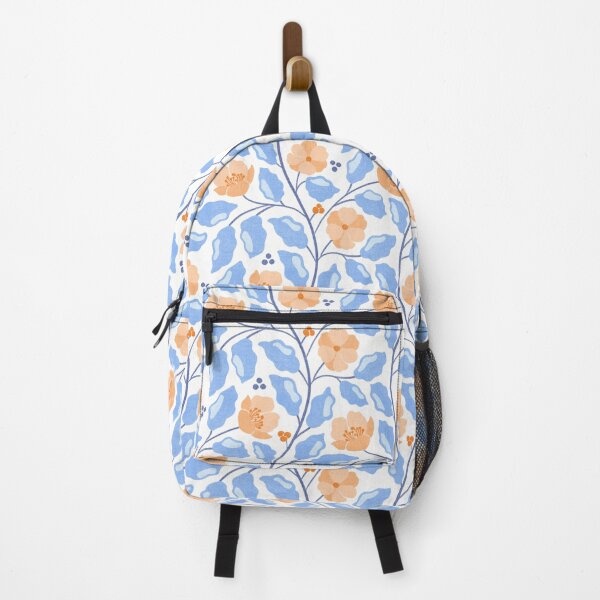 Item preview, Peach & Orange Floral with Light Blue Leaves Seamless Pattern designed and sold by Olive Lane Creative.