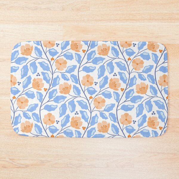 Item preview, Peach & Orange Floral with Light Blue Leaves Seamless Pattern designed and sold by Olive Lane Creative.