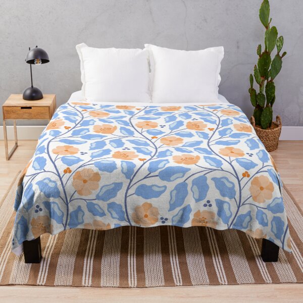 Item preview, Peach & Orange Floral with Light Blue Leaves Seamless Pattern designed and sold by Olive Lane Creative.