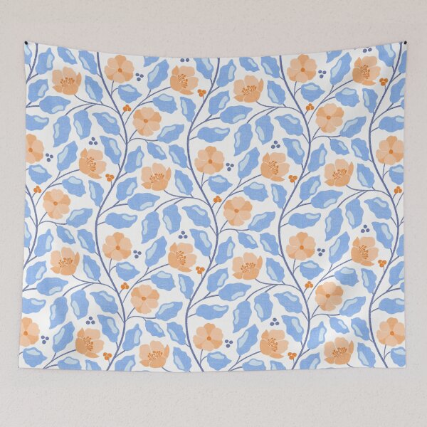 Item preview, Peach & Orange Floral with Light Blue Leaves Seamless Pattern designed and sold by Olive Lane Creative.