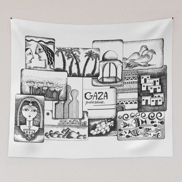 Item preview, Gaza Collage Drawing Design Palestine Art designed and sold by Hurriyyatee.