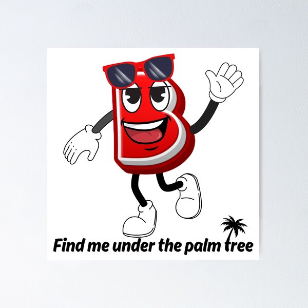 Item preview, Letter B in Paradise - Cute Cartoon Initial Find Me Under the Palm Tree designed and sold by ImaginARTDesign.