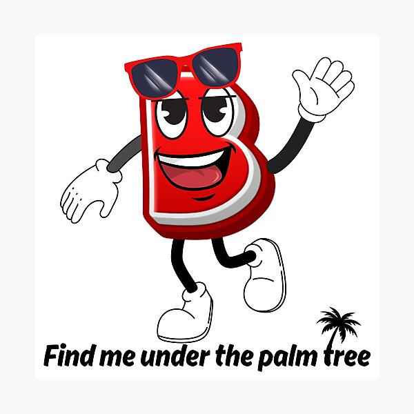 Item preview, Letter B in Paradise - Cute Cartoon Initial Find Me Under the Palm Tree designed and sold by ImaginARTDesign.