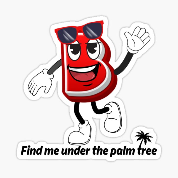 Item preview, Letter B in Paradise - Cute Cartoon Initial Find Me Under the Palm Tree designed and sold by ImaginARTDesign.