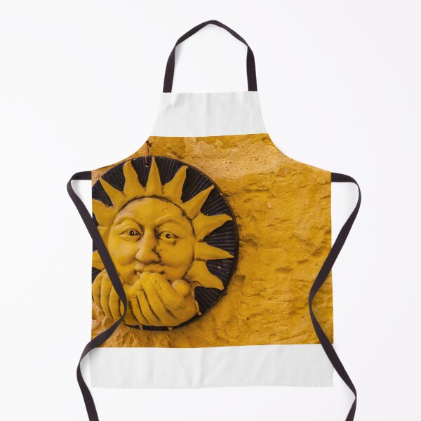 Item preview, Handcrafted Ceramic Sun Face Wall Sculpture In Warm Yellow On Textured Stone Wall designed and sold by Nmallia.