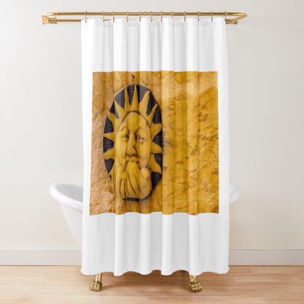 Item preview, Handcrafted Ceramic Sun Face Wall Sculpture In Warm Yellow On Textured Stone Wall designed and sold by Nmallia.