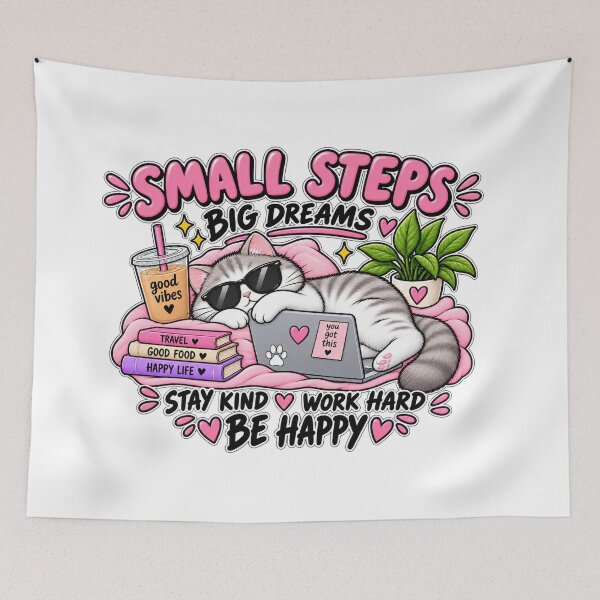 Item preview, Small Steps Big Dreams Cute Cat designed and sold by OddMuseLab.