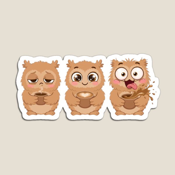 Item preview, Cute Owl Coffee Progression - Sleepy, Happy, Over-Caffeinated - Funny Caffeine Addict designed and sold by ExpressoJungle.