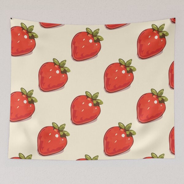 Item preview, Strawberry Pattern – Retro Red Strawberries & Green Leaves 1 designed and sold by SimplePoDesign.
