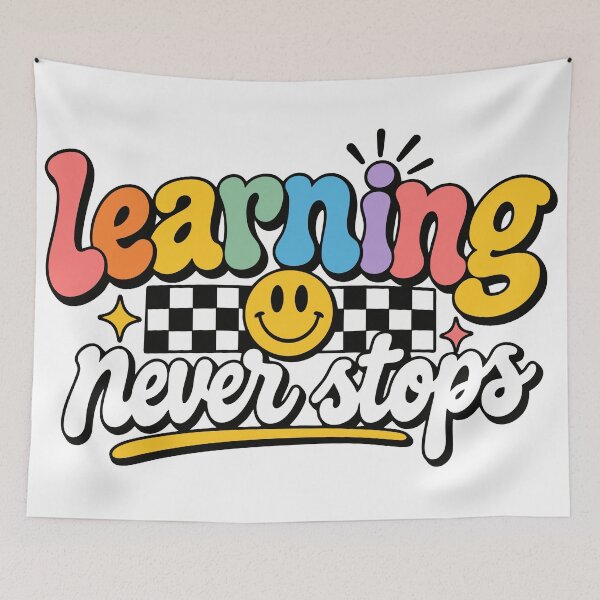 Item preview, Learning Never Stops | Retro Education Smiley Design designed and sold by Sunday.Supply.