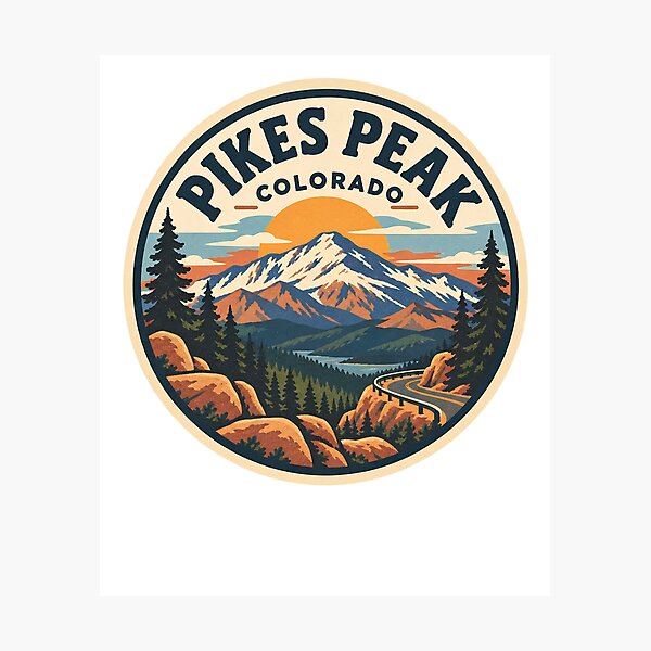 Item preview, Pikes Peak Colorado Vintage Mountain Highway Badge designed and sold by LittleArij.