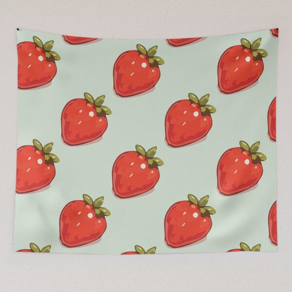 Item preview, Strawberry Pattern – Retro Red Strawberries & Green Leaves 2 designed and sold by SimplePoDesign.