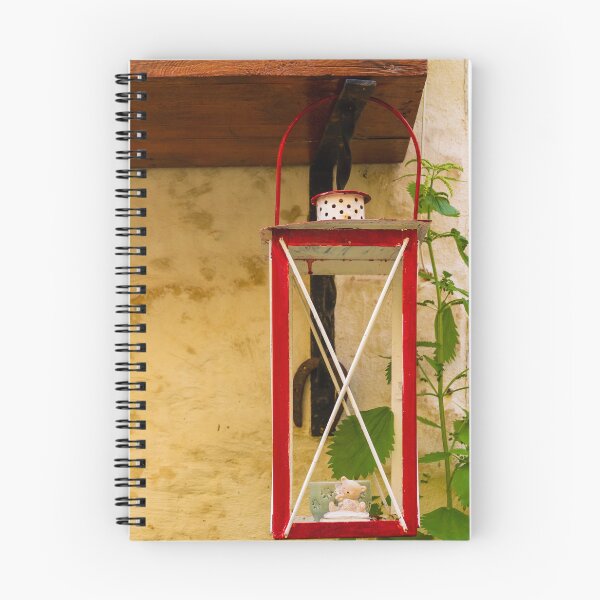 Item preview, Red Vintage Lantern Wall Decoration With Small Bear Figurine On Rustic Plaster Wall designed and sold by Nmallia.