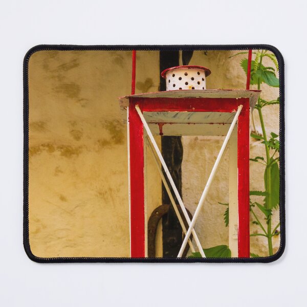 Item preview, Red Vintage Lantern Wall Decoration With Small Bear Figurine On Rustic Plaster Wall designed and sold by Nmallia.