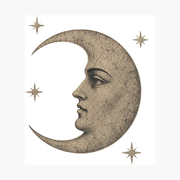 Item preview, Vintage Celestial Moon Face Art designed and sold by StudioSQ.