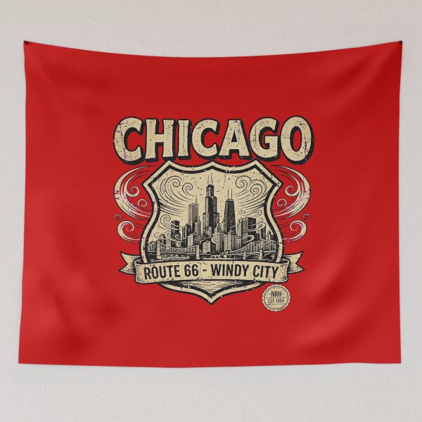 Item preview, Chicago Route 66 Windy City Badge designed and sold by Normandy Road Heritage™ - Vintage Garage Art.
