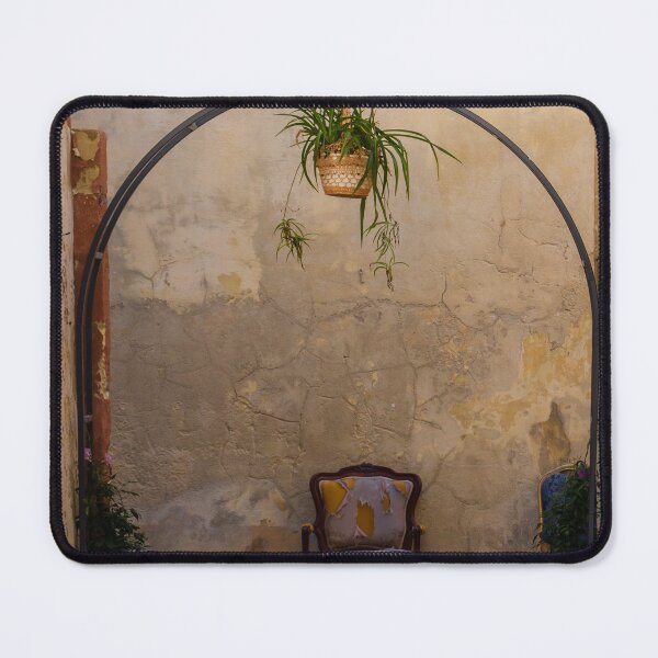 Item preview, Vintage Armchair Under Hanging Plant and Metal Arch in Weathered Mediterranean Alleyway designed and sold by Nmallia.