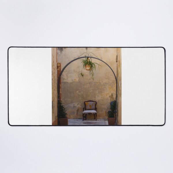Item preview, Vintage Armchair Under Hanging Plant and Metal Arch in Weathered Mediterranean Alleyway designed and sold by Nmallia.