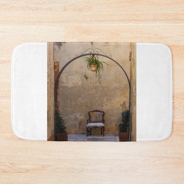 Item preview, Vintage Armchair Under Hanging Plant and Metal Arch in Weathered Mediterranean Alleyway designed and sold by Nmallia.