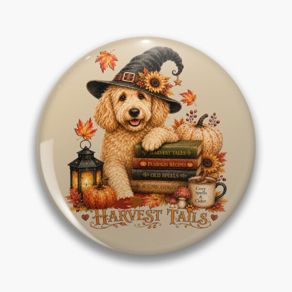 Item preview, Cute Goldendoodle Witch Autumn Halloween Art designed and sold by Cute & Sassy Custom Gifting Boutiques.