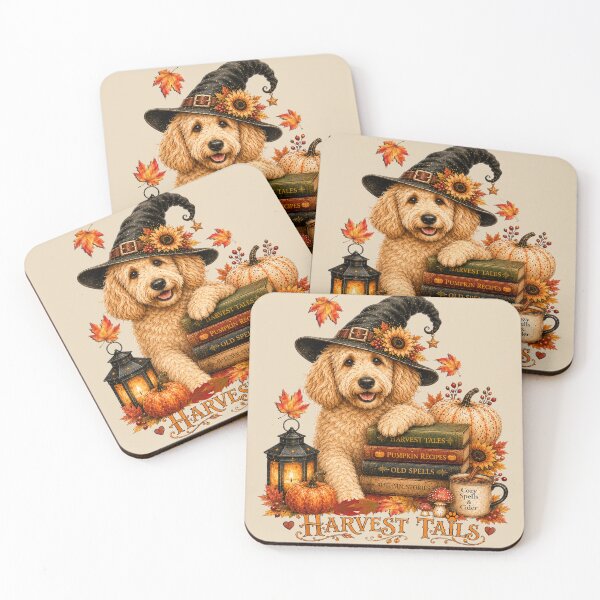 Item preview, Cute Goldendoodle Witch Autumn Halloween Art designed and sold by Cute & Sassy Custom Gifting Boutiques.