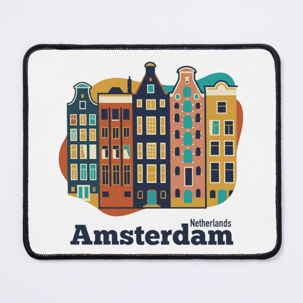 Item preview, Amsterdam Canal Houses Bold Retro Graphic Travel Art designed and sold by Inkworksbyshery.