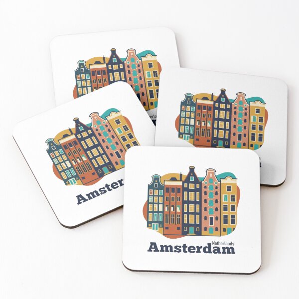 Item preview, Amsterdam Canal Houses Bold Retro Graphic Travel Art designed and sold by Inkworksbyshery.