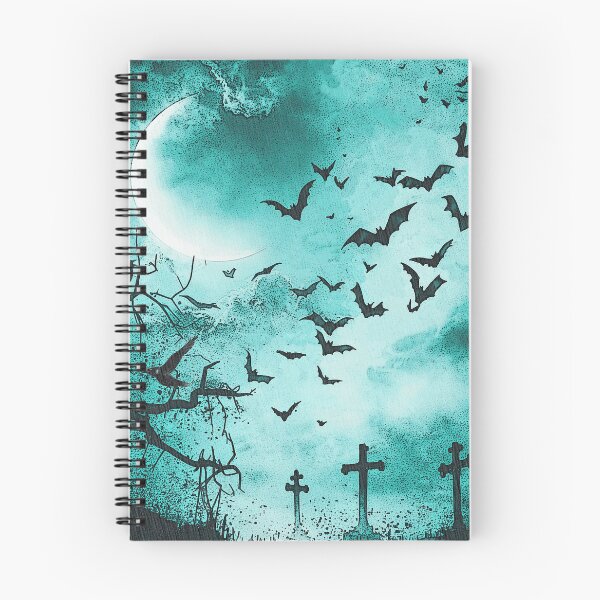 Item preview, Swarm of bats, misty moonlit night, grave crosses designed and sold by Kirei-Lily.
