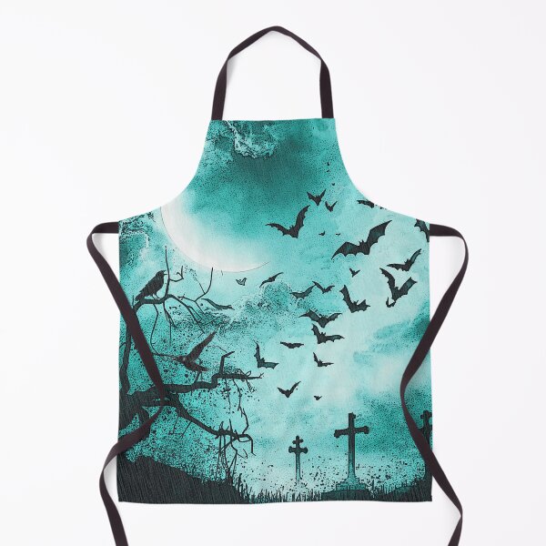 Item preview, Swarm of bats, misty moonlit night, grave crosses designed and sold by Kirei-Lily.