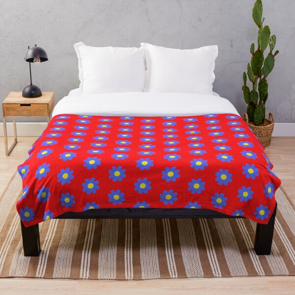 Item preview, Bold Blue Flower on Red Background designed and sold by GemsAnatomy.