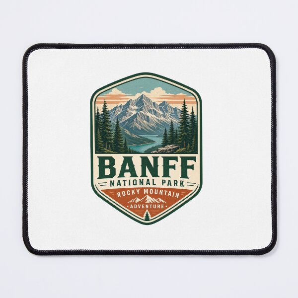 Item preview, Banff National Park Vintage Badge – Rocky Mountain Adventure – Retro Canada Travel Poster designed and sold by bobscraze.