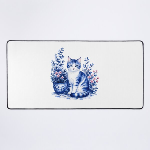 Item preview, Blue Watercolor Cat Among Flowers designed and sold by fnsdjfnsidjdns.
