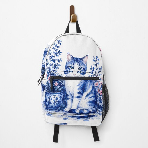 Item preview, Blue Watercolor Cat Among Flowers designed and sold by fnsdjfnsidjdns.